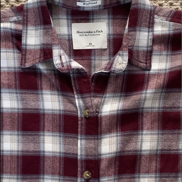 Abercrombie & Fitch Plaid Boyfriend Shirt XS - Picture 2 of 6